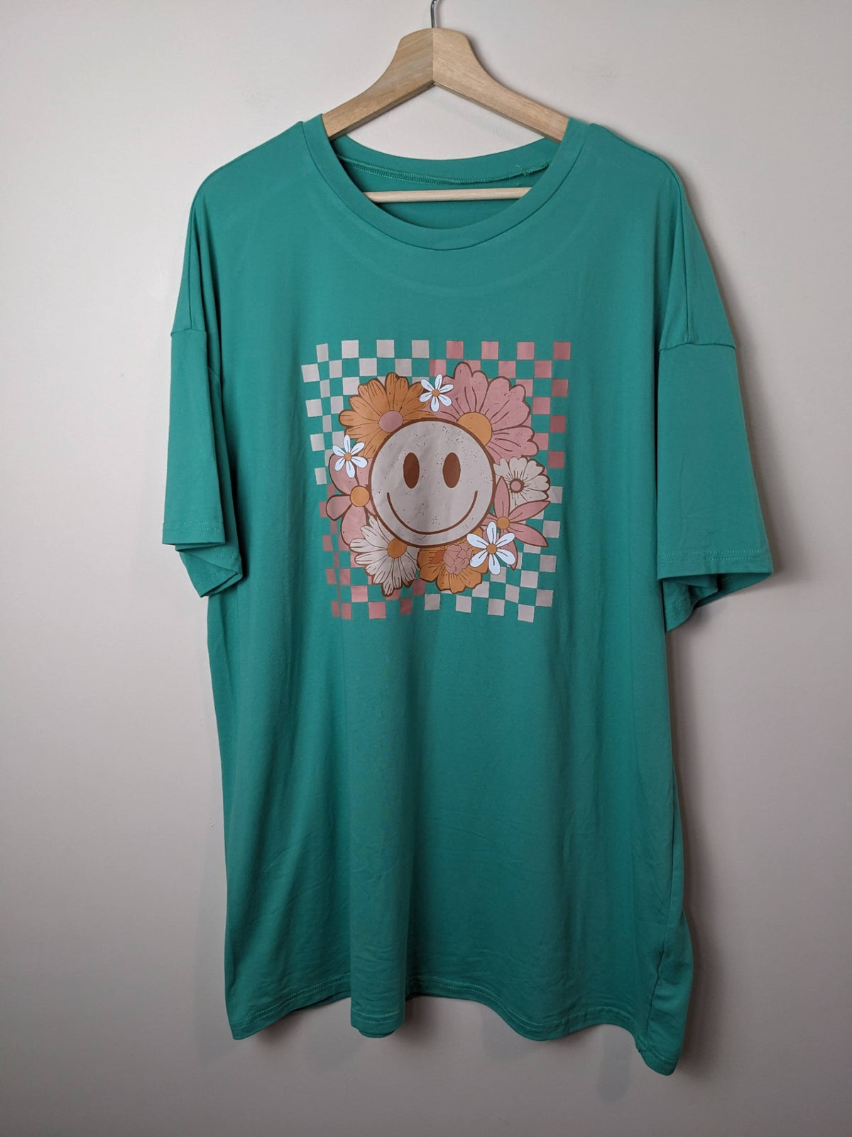 SHEIN Green Smiley Face T-Shirt - 1XL