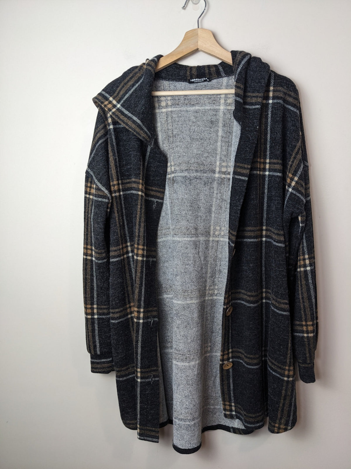 HEMISH Plaid Hooded Button Up - M