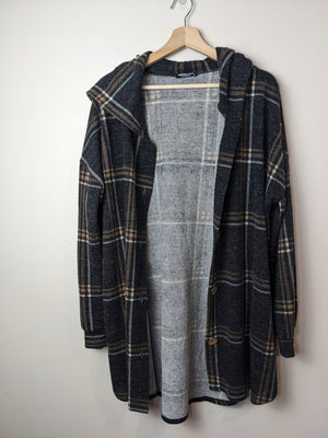 HEMISH Plaid Hooded Button Up - M
