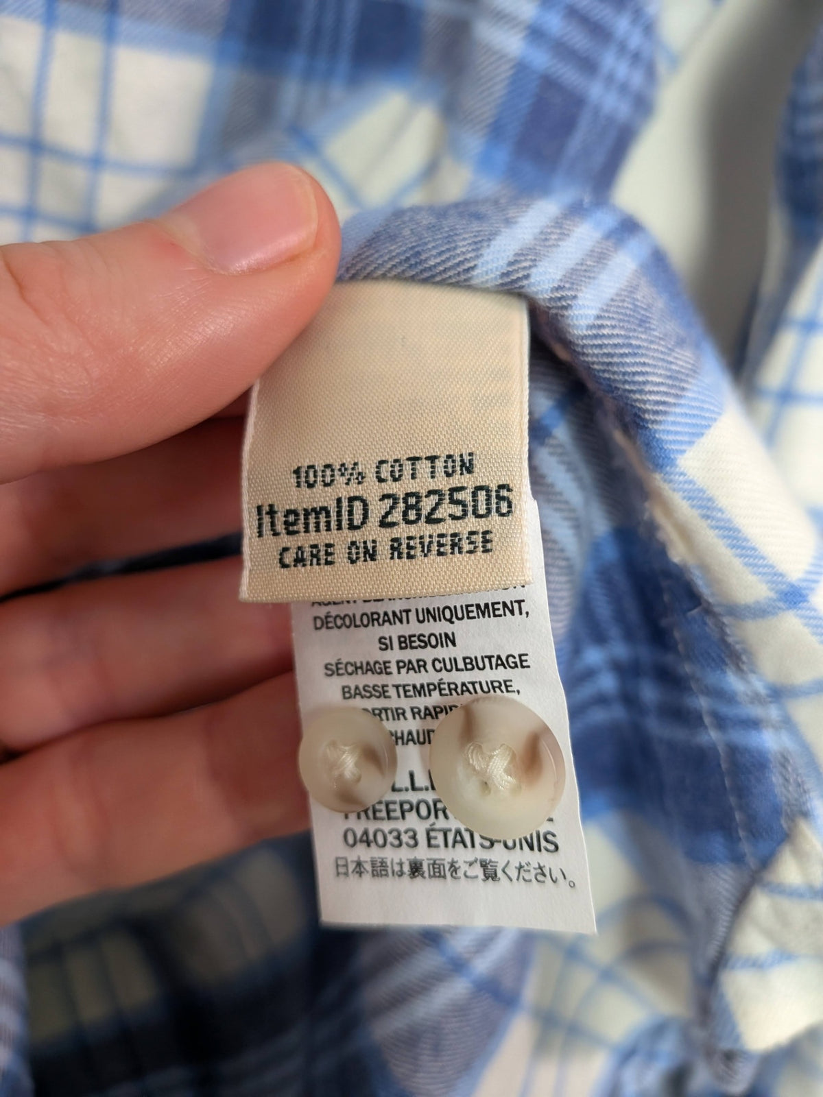 L.L. Bean plaid button down- M